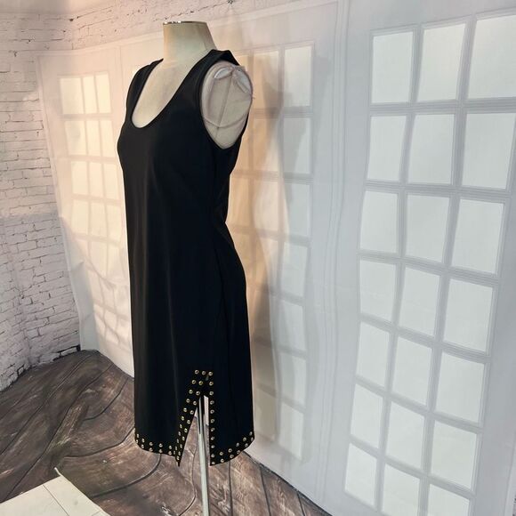 Boston Proper Sleeveless Gold Studded Hem Side Slit Black Dress Size S - Picture 3 of 10